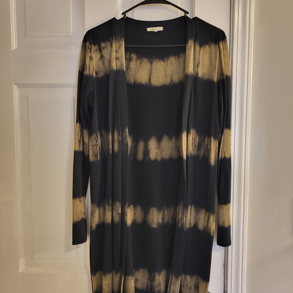Maurices Black and Gold Tie-Dye Cardigan